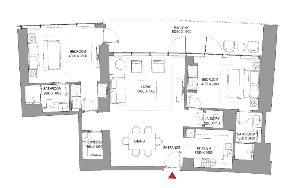 2 BR Floor Plan 1